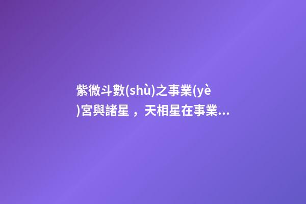 紫微斗數(shù)之事業(yè)宮與諸星，天相星在事業(yè)宮是什么意思？